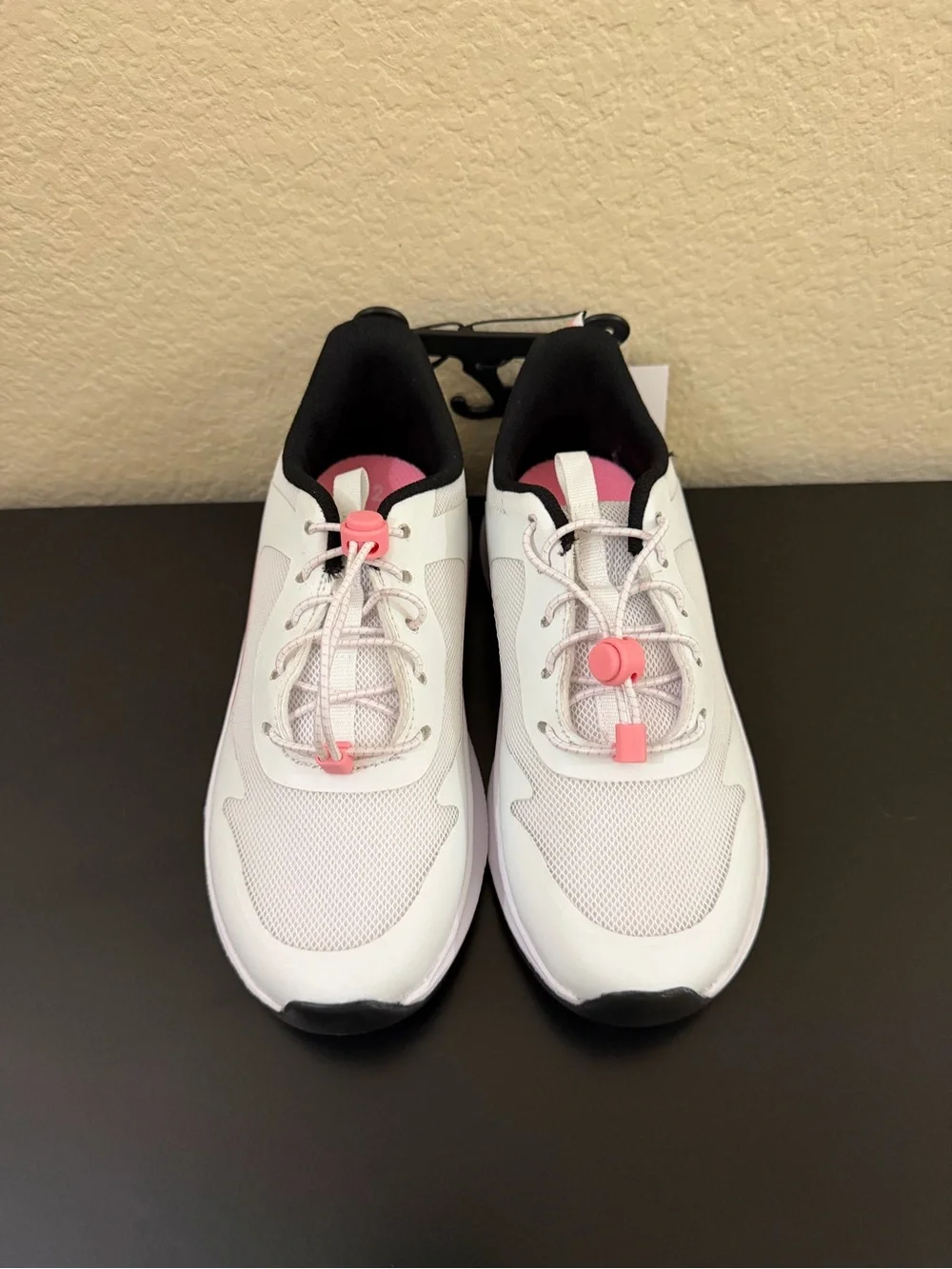Kids White & Pink Athletic Sneakers with Black Trim